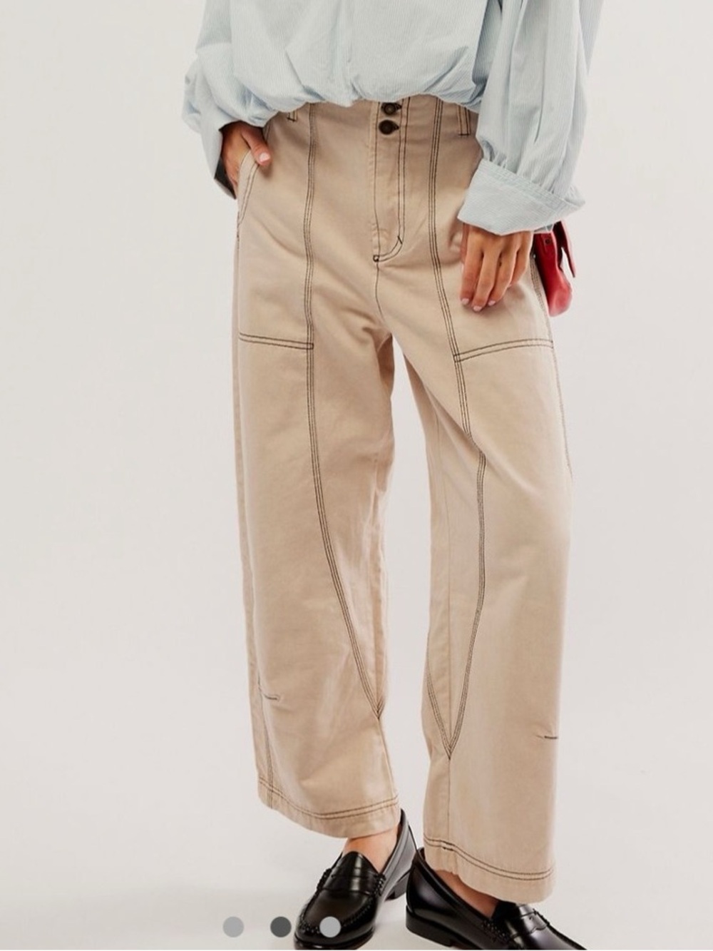 FREE PEOPLE SAWYER CARPENTER PANT khaki size 4